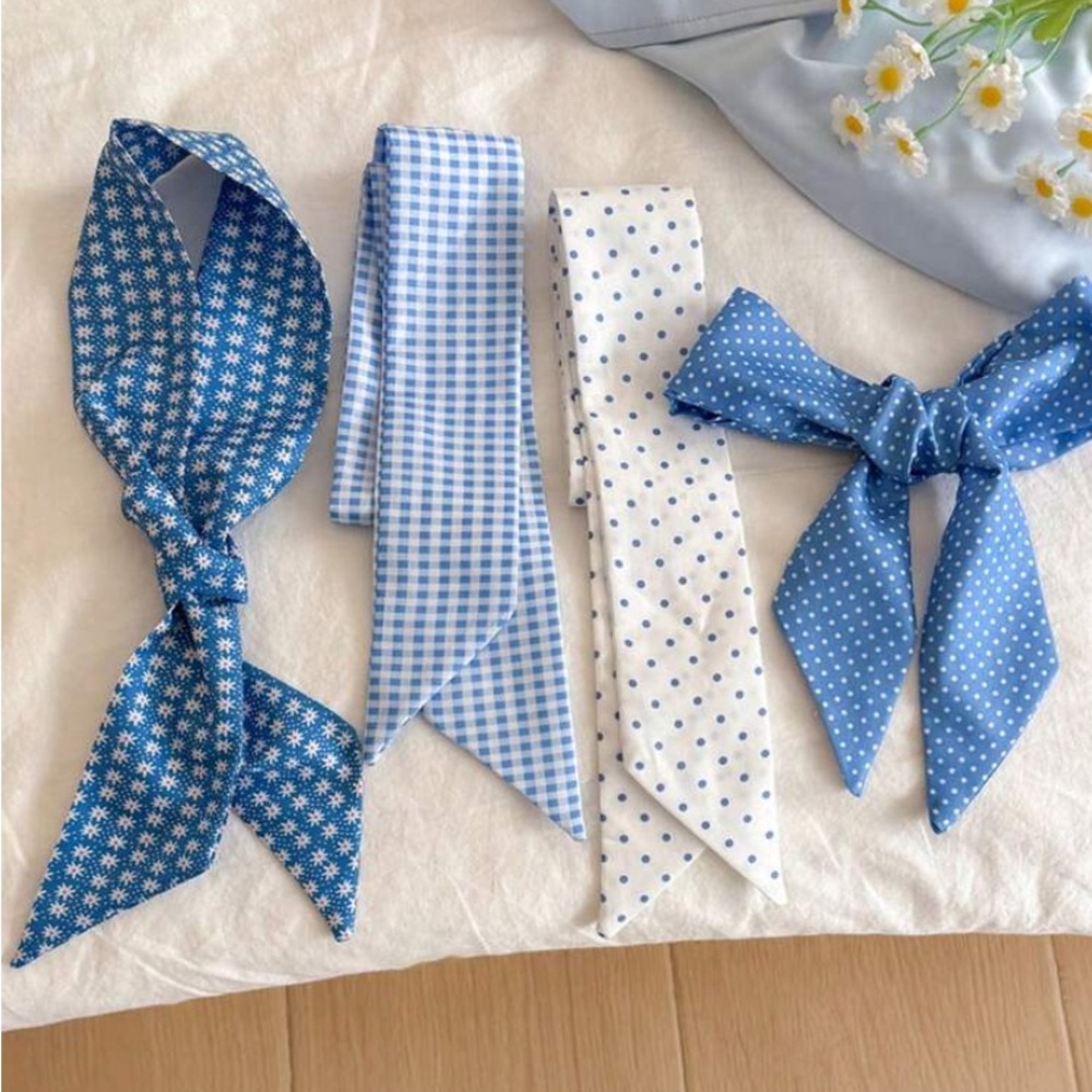 4pc scarves for hair purses and more new blue flower polka dots and gingham